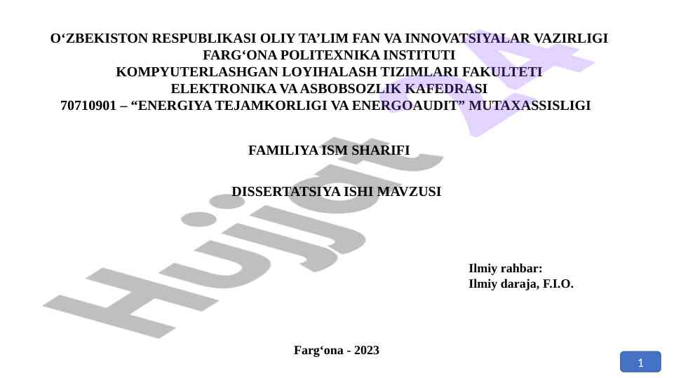 Energiya tejamkorligi va energoaudit mutaxassisligi