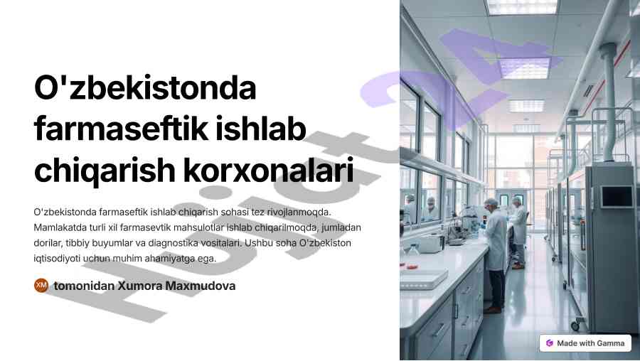 O'zbekistonda farmaseftik ishlab chiqarish rivoji