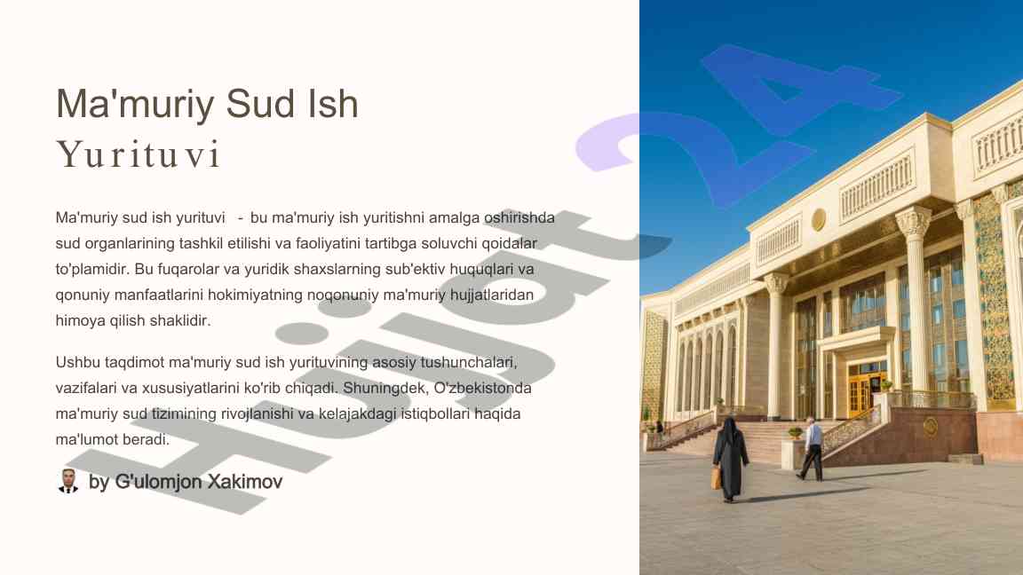 Ma'muriy sud ish yurituvining asosiy tushunchalari