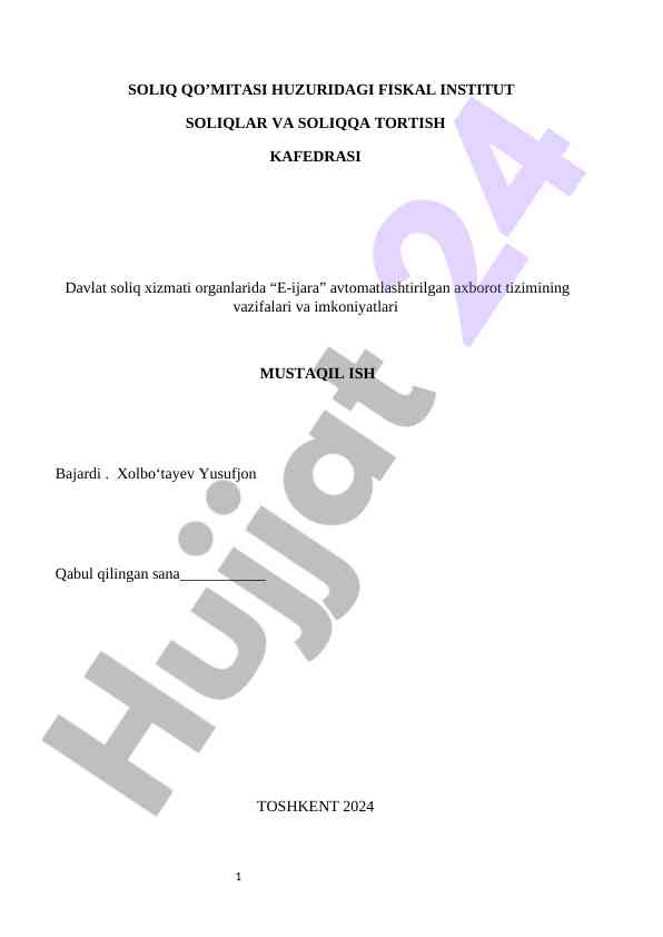 E-ijara tizimining vazifalari va imkoniyatlari