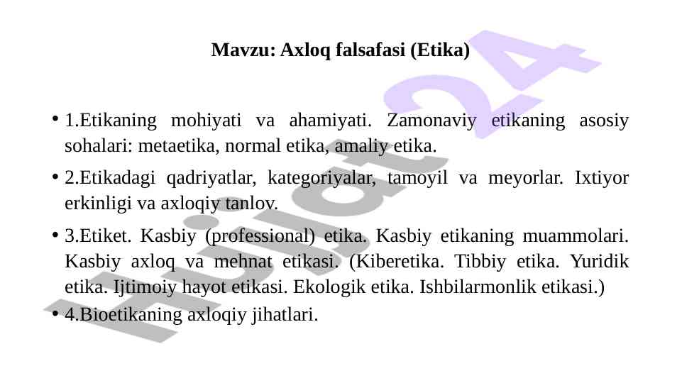 Axloq falsafasi va ahamiyati haqida taqdimot