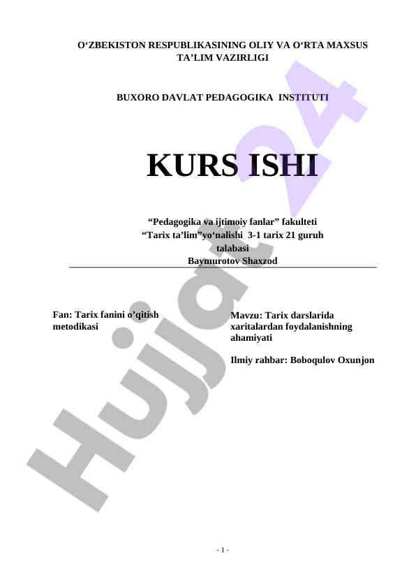 Tarix darslarida xaritalardan foydalanishning ahamiyati