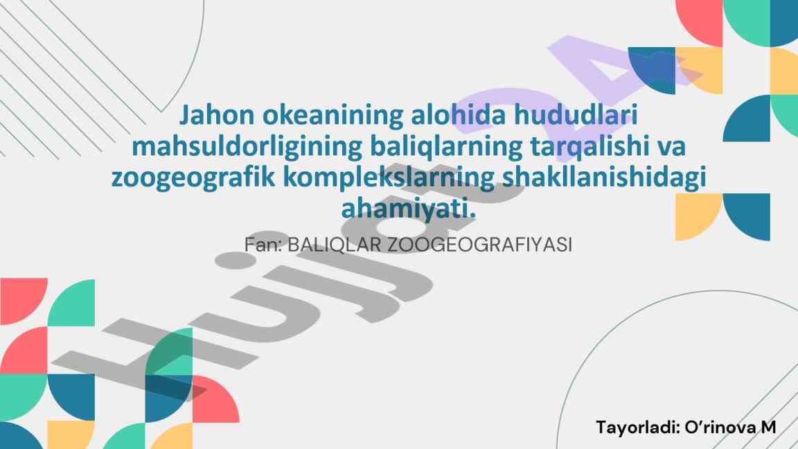 Jahon okeani tabiiy boyliklar manbayi