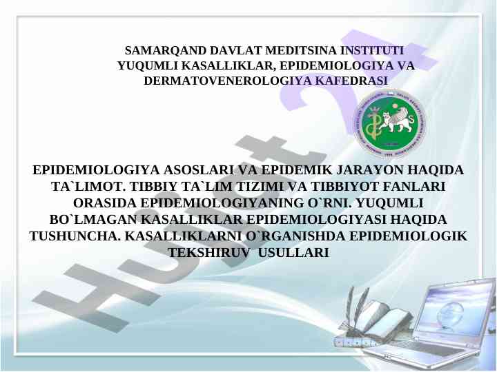 Epidemiologiya asoslari va epidemik jarayon