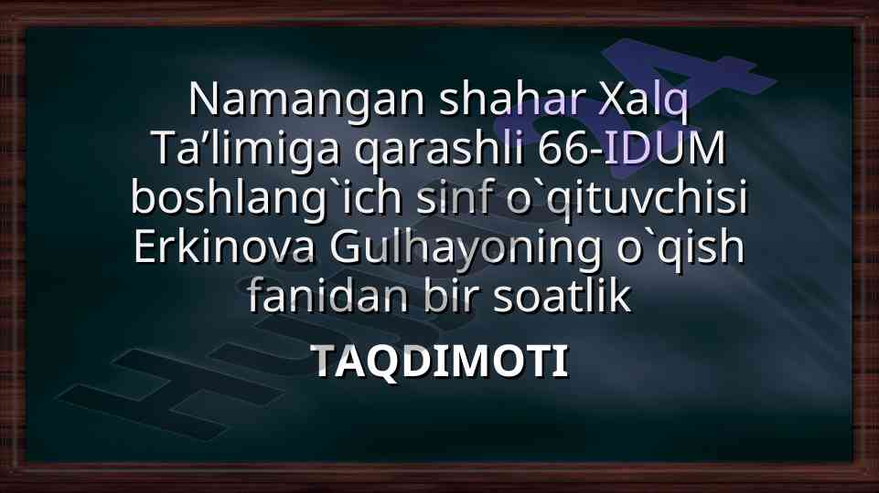 Tinchlik va ahillik ko'chasi mavzusidagi taqdimot
