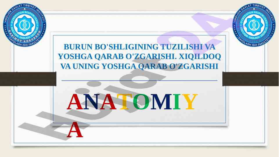 Anatomiya burun bo'shligining tuzilishi va yoshga qarab o'zgarishi