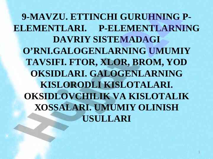 Ettinchi guruhning p-elements tahlili