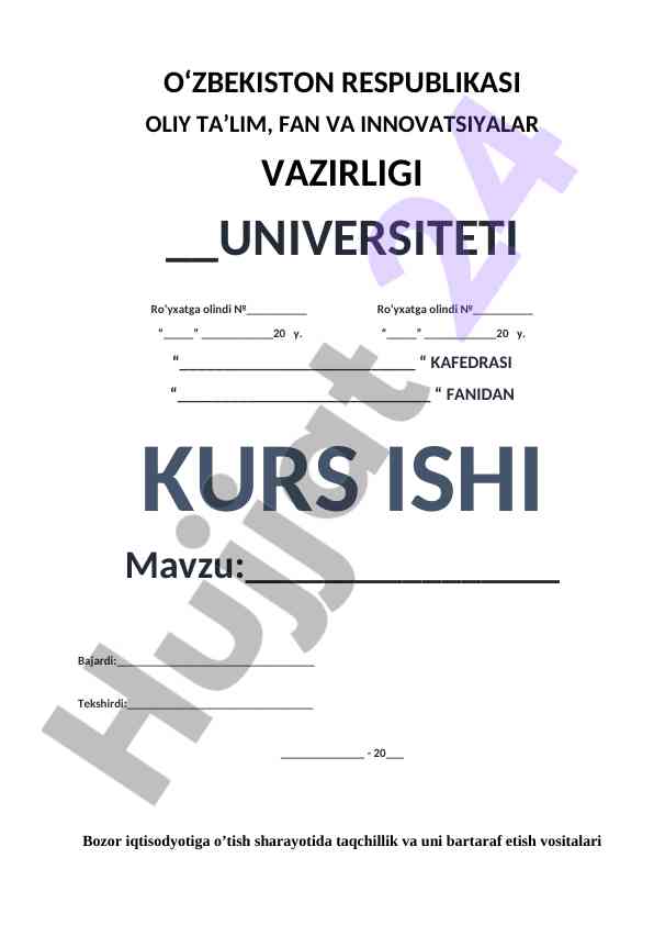 Bozor Iqtisodyotiga O’tish Sharayotida Taqchillik