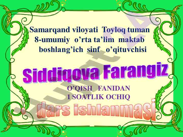 Ochiq o'qish darsi bo'yicha metodologiya