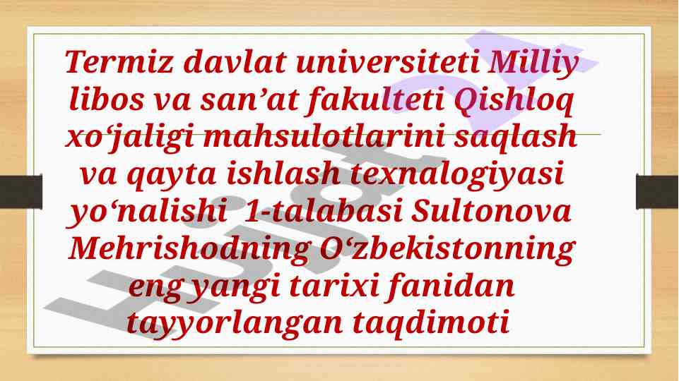 O‘zbekistonning eng yangi tarixi taqdimoti