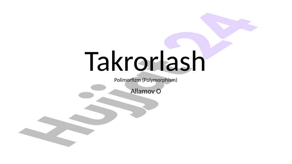 Polimorfizm oop asosiy hususiyatlari