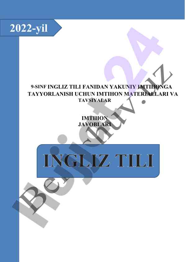 9-sinf ingliz tili fanidan yakuniy imtihon materiallari