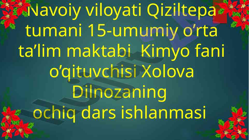 Oksidlarning olinishi va xossalari o‘quv darsi