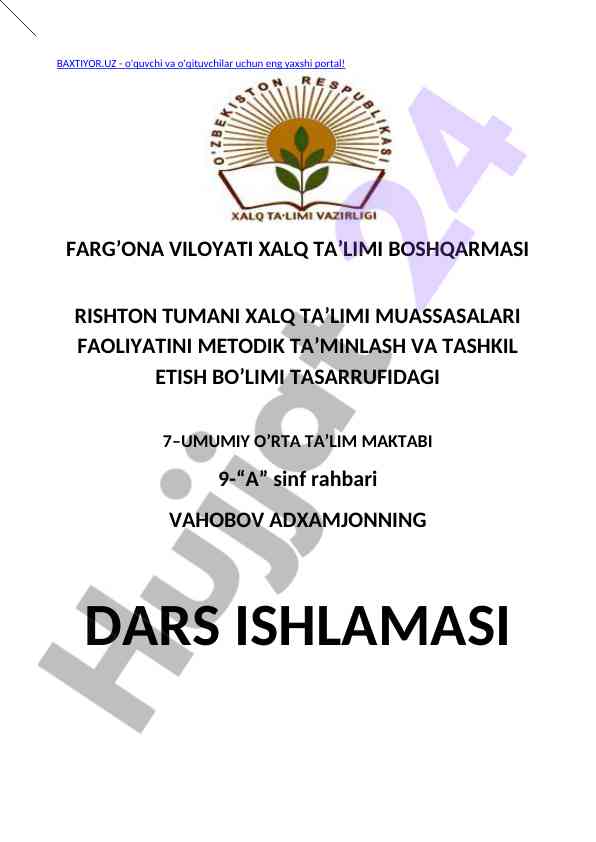 Konstitutsiya huquqlarimiz kafolati dars ishlanmasi
