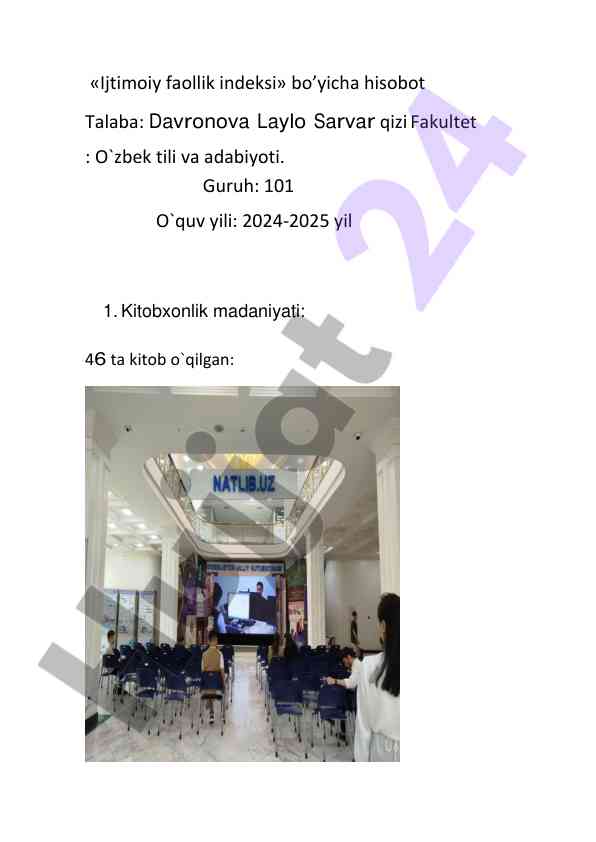 Akademik faoliyat va kitobxonlik madaniyati