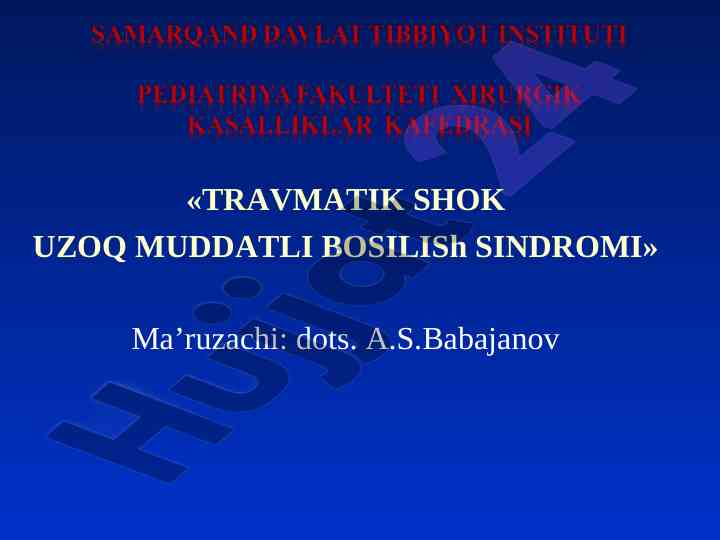 Travmatik shok tahlili: klinik patofiziologik asoslar