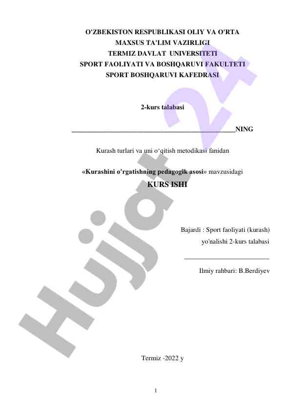 Kurashini o’rgatishning pedagogik asosi