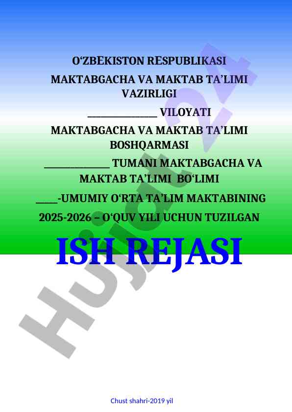 2025-2026 o‘quv yili maktab rejasi
