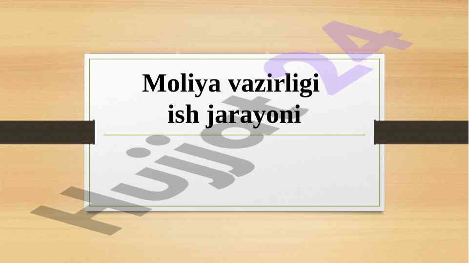 O'zbekiston Moliya Vazirligining Ishlari
