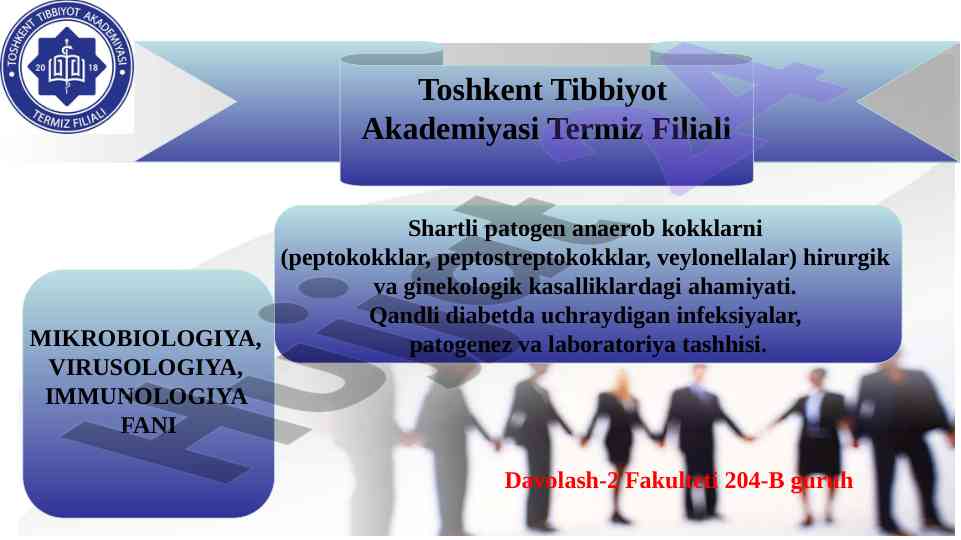 Shartli patogen anaerob kokklarning ahamiyati