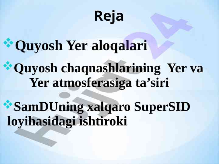 Quyosh yer aloqalari va atmosferaga ta'siri
