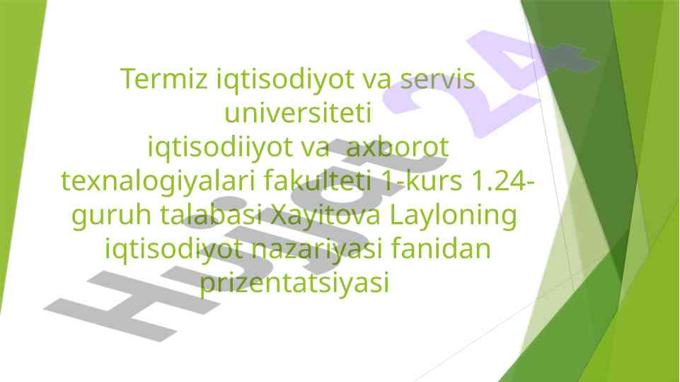 Moliya va moliya siyosati prizentatsiyasi