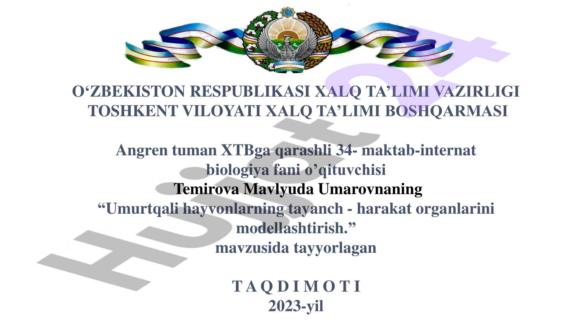 Umurtqali hayvonlar modellashtirish dars ishlanmasi