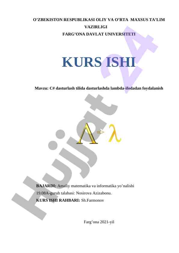 C# dasturlashda lambda-ifodalaridan foydalanish
