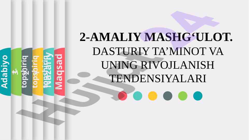 Amaliy mashg‘ulot dasturiy ta’minot va rivojlanish