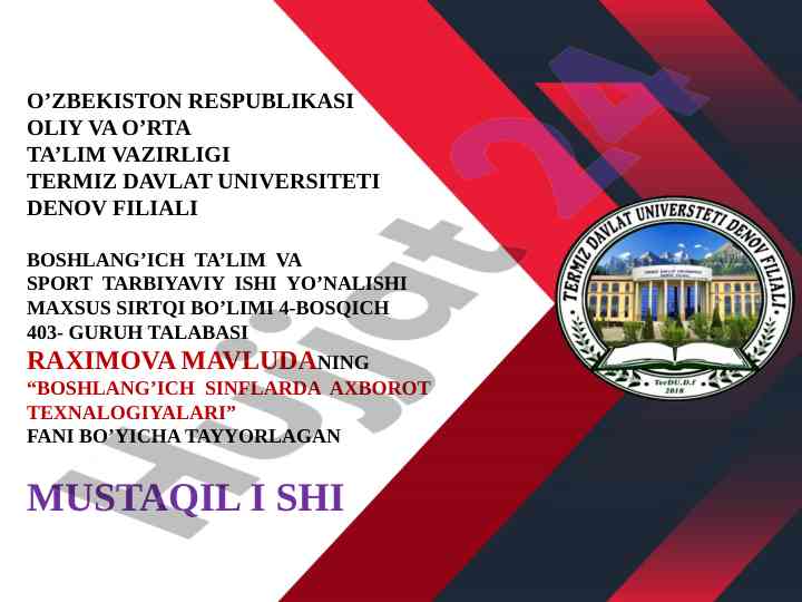 Boshlang‘ich sinflarda axborot texnologiyalaridan foydalanish