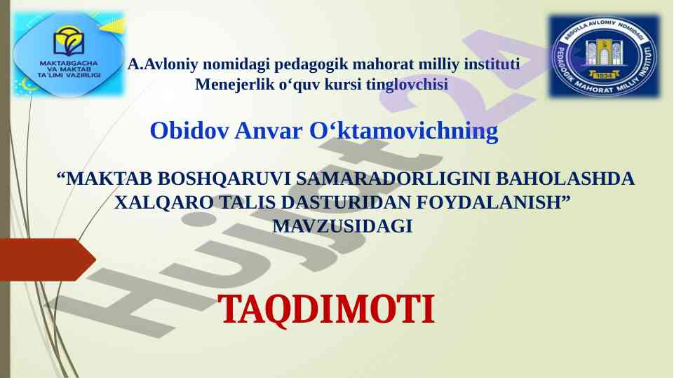 Maktab boshqaruvi samaradorligini baholashda talis
