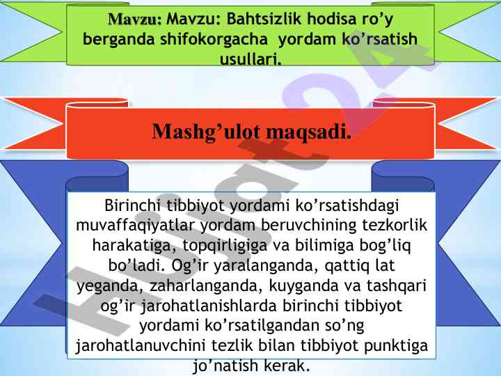 Bahtsizlik hodisa ro’y berganda shifokorgacha yordam
