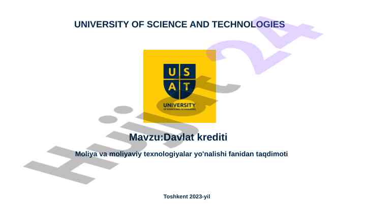Davlat krediti moliya va moliyaviy texnologiyalar