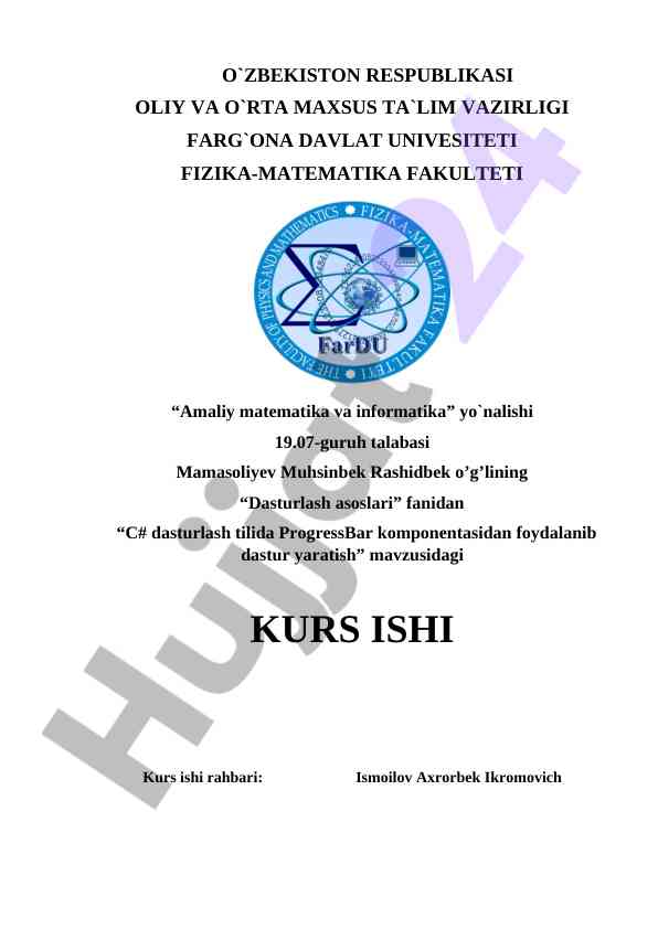 C# dasturlash tilida progressbar komponentasidan foydalanish