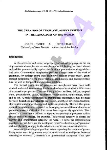 The creation of tense and aspect systems in languages