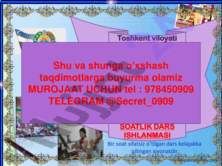 Bir soatlik dars ishlanmasi o‘qish fanida