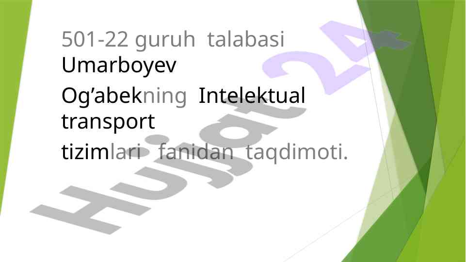 Intelektual transport tizimlari taqdimoti