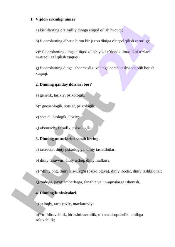 Dinning o‘rni va funksiyalari haqida referat
