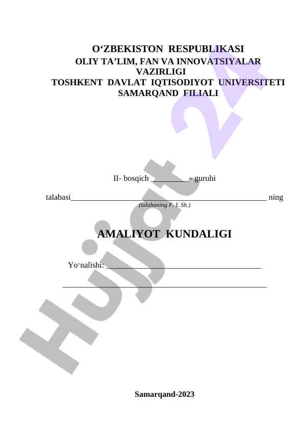 Amaliyot kundaligi yo‘riqnoma samarqand 2023