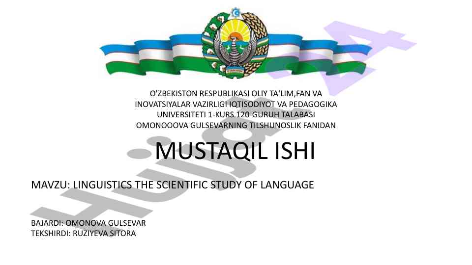 Linguistics the scientific study of language