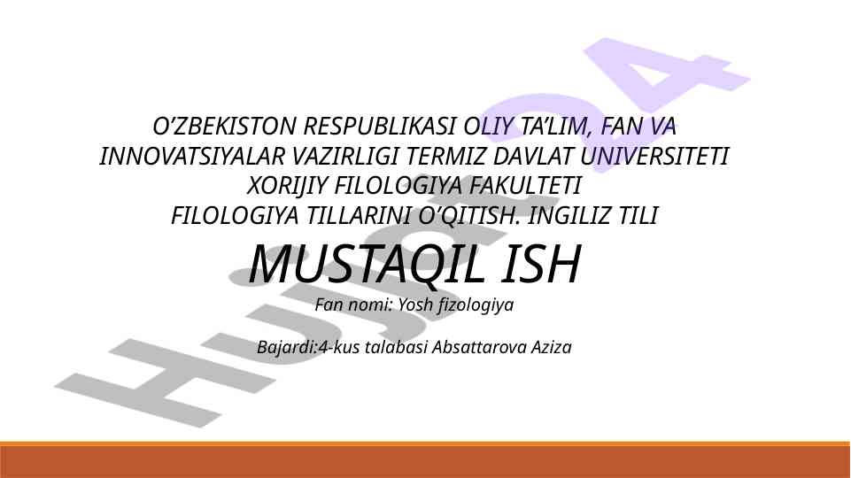 Yosh fizologiya va qon aylanish tizimi