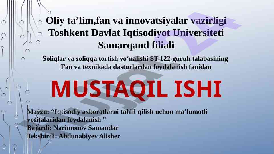 Iqtisodiy axborotlarni tahlil qilish vositalari