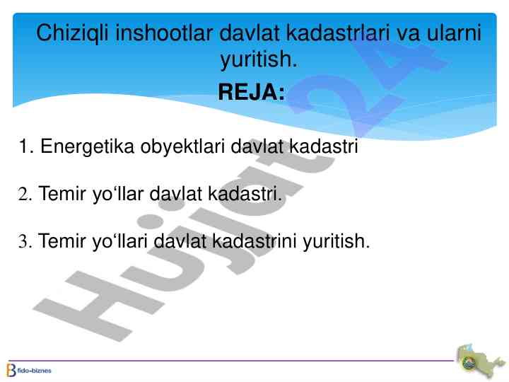 Energetika obyektlari davlat kadastri tushunchasi