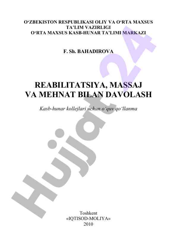 Reabilitatsiya massaj va mehnat bilan davolash