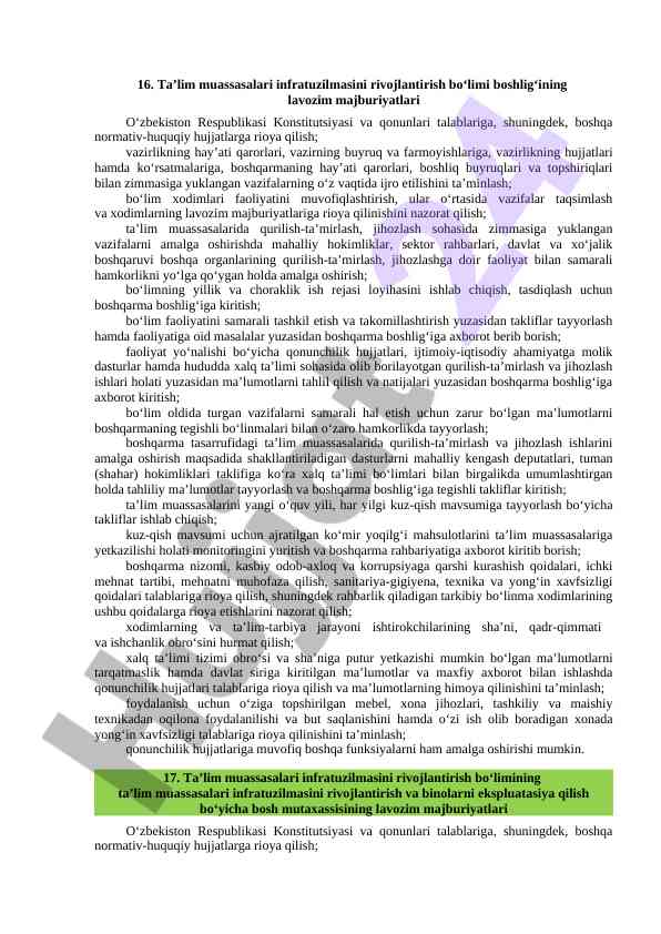 Ta’lim muassasalari infratuzilmasini rivojlantirish