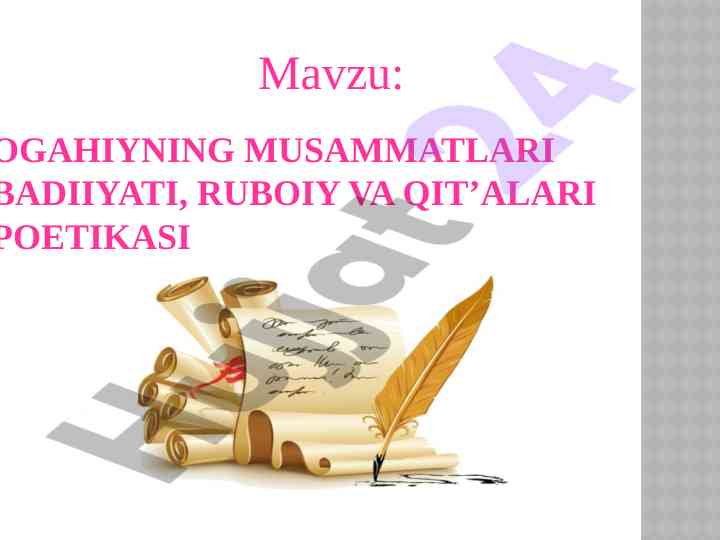 Ogahiy musammatlari badiiyati va poetikasi