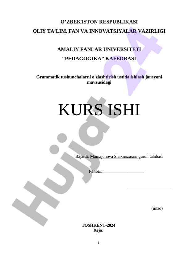 Grammatik tushunchalarni o'zlashtirish jarayoni