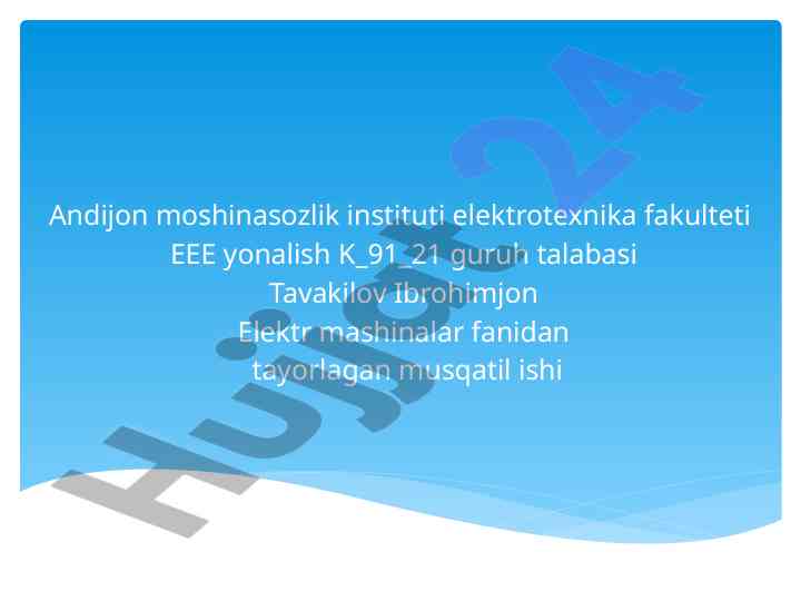 Momentlar va elektr yurituvchi kuchlarining muvozanat tenglamasi