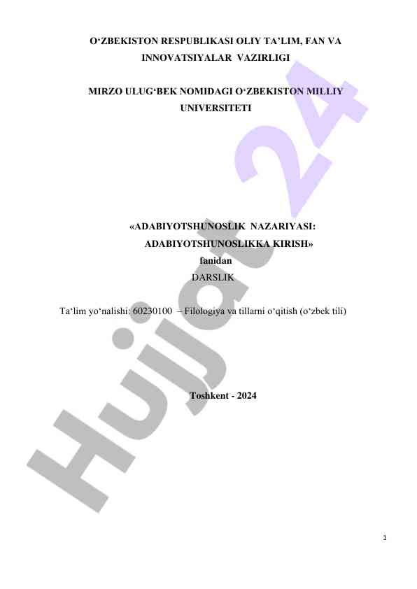 Adabiyotshunoslik nazariyasi darsligi