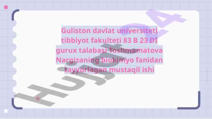 Biokimyo krebs sikli mustaqil ish